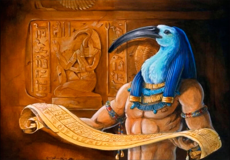 Vertegenwoordiging van de Egyptische god Thoth in verband met de ibis.