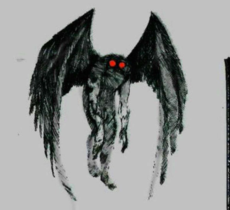 Grafische weergave van Mothman, of moth-man.