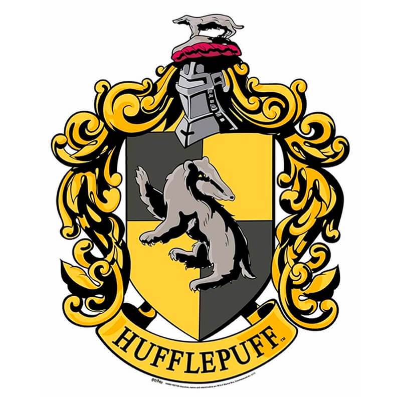 Dassenvertegenwoordiging in het Huffelpuf-logo